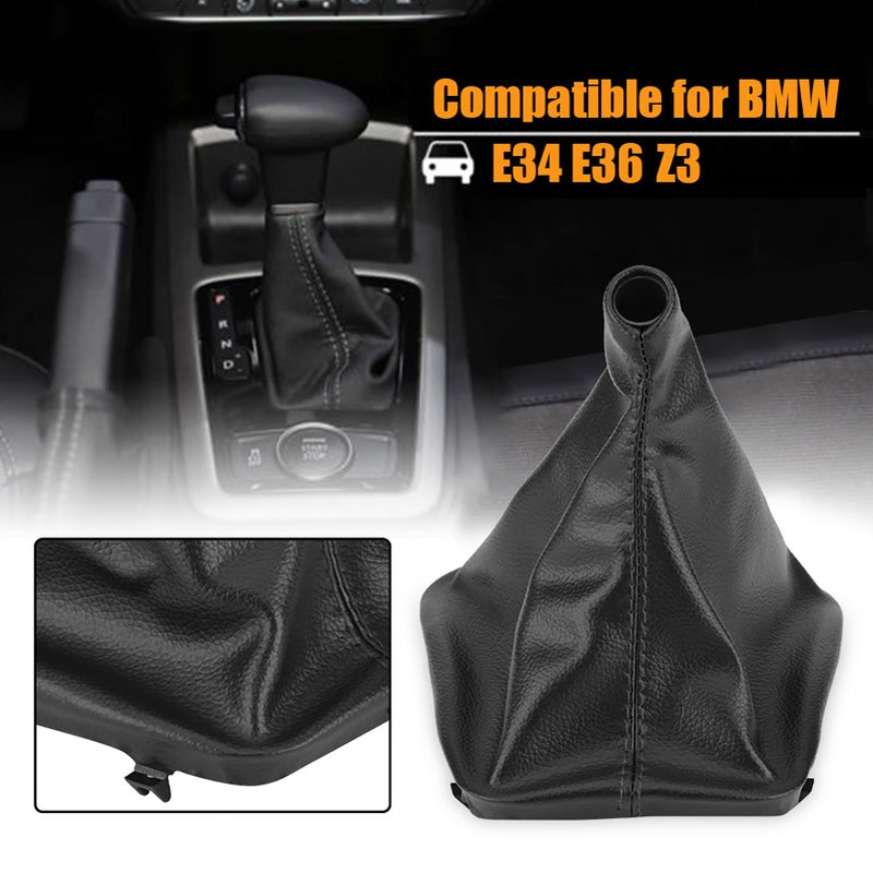 ARAMOX Gear Shift Boot, Left Hand Driver Car Gear Stick Shift Knob Gaiter Boot Cover Fitment for E30 E34 E36 E46 Z3